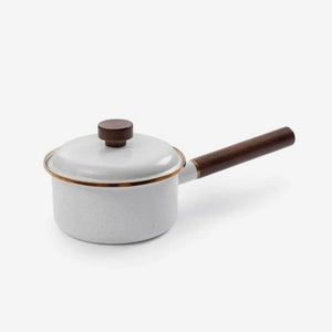 Barebones Living Enamel Saucepan Eggshell